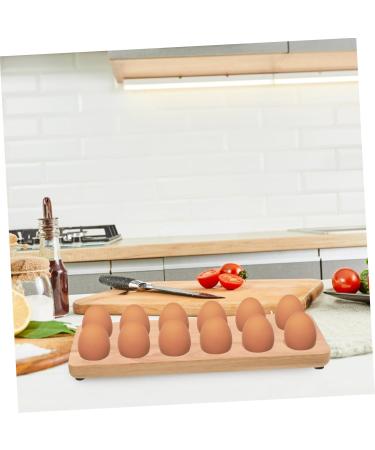 Gadpiparty Egg Tray Fridge Food Tray Eggs Refrigerator Wooden Tray Wood Egg Holder Egg Stand Acacia Double Row - Buy Online on GoSupps.com