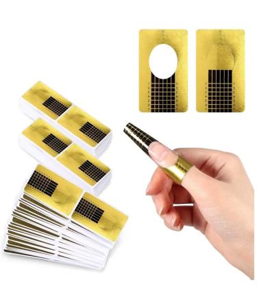 Nail stencils modeling stencil self-adhesive for gel nails nail extension golden stencils (100 pieces) - Buy Online on GoSupps.com