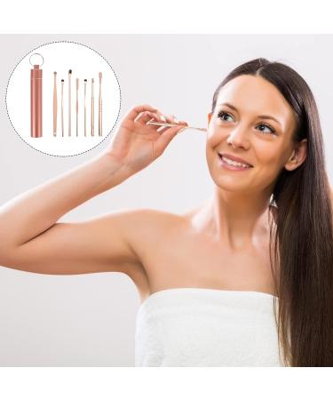 Healifty 7 Pcs Stainless Steel Ear Spoons Kit - Portable Ear Curette Set - Rose Golden - 11.5X3cm - Buy Online on GoSupps.com