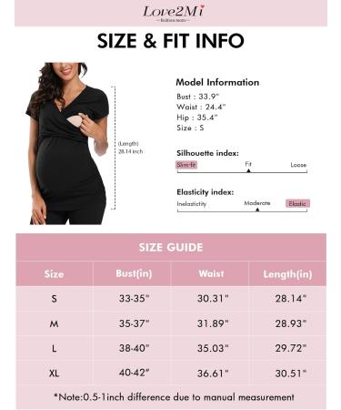 Love2Mi Maternity Nursing Shirt - Short Sleeve V-Neck Breastfeeding T-Shirt - Pregnancy XL Black - Buy Online on GoSupps.com