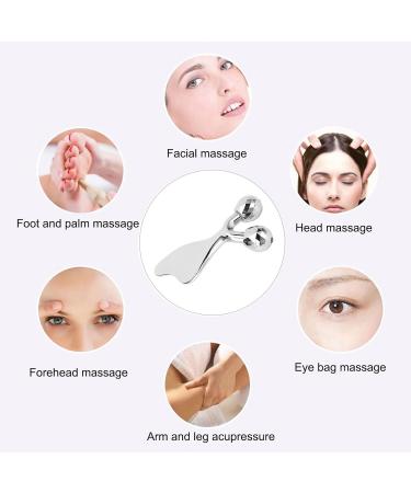 3D Facial Massager Body Slimming Roller Double-Sided Rolling Metal Ball Design Skin Care Massager with Gua Sha Function Ideal for Facial Care and Stress Relief - Buy Online on GoSupps.com