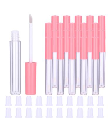 20Pcs Empty Lip Gloss Tubes Cute 1.3ml Pink Empty Lip Gloss Tubes with Wand Clear Refillable Lip Gloss Containers Empty DIY Lip Gloss Bottles with Rubber Stoppers Pink2-20