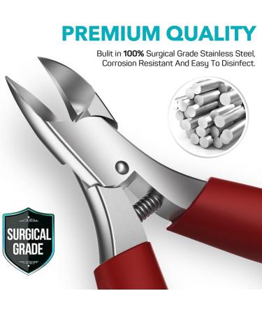 Ronavo Professional Nail Clipper for Ingrown Toenails & Thick Nails - High-Performance Tool with Soft Grip Ideal for Men & Seniors - Red Gift Box - Buy Online on GoSupps.com