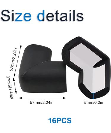 INCREWAY 16pcs Black Safety Corner Cushion Super Soft Baby Proofing Corner Protector with Adhesive - Buy Online on GoSupps.com