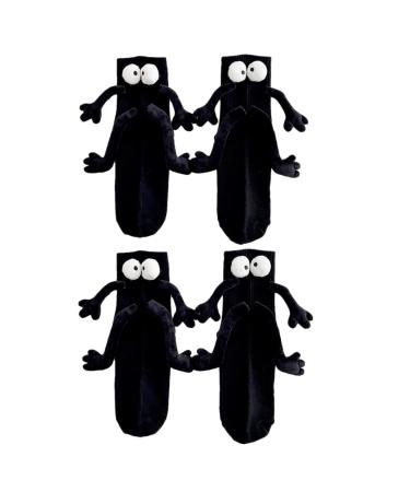 2 Pairs Funny 3D Big Eyes Doll Couple Socks Magnetic Holding Hands Black White Matching Cotton Socks for Women Men One Size Black