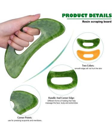 Gua Sha Massage Device with Resin Handle - Anti-Cellulite Tool for Back Neck Legs & Face | Body Shaping Massage - Buy Online on GoSupps.com