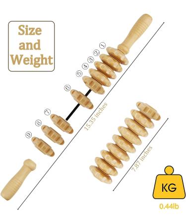 Jitnetiy Wooden Massage Roller Handheld - 9 Ball Cellulite Sore Trigger Points | White - Buy Online on GoSupps.com