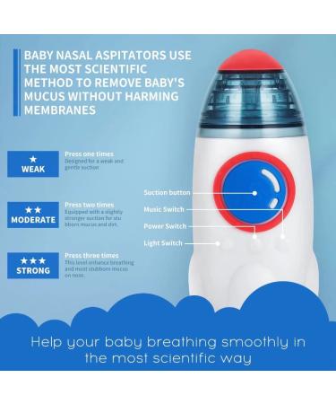 Electric Baby Nasal Aspirator - Rechargeable Snot Remover with 3 Suction Levels - Baby Mucus Cleaner with Music and Light Function White - Buy Online on GoSupps.com