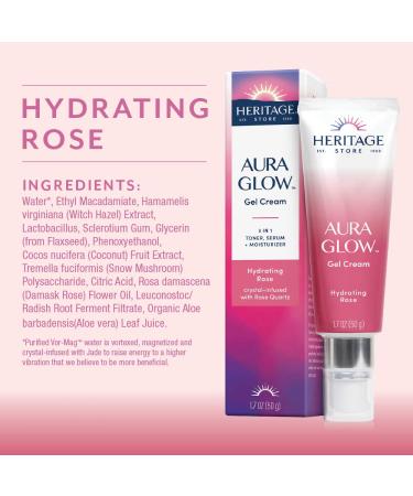 Heritage Store Aura Glow Gel Cream - Hydrating Rose 1.7 oz | Natural Skincare - Buy Online on GoSupps.com