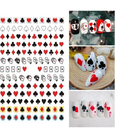 Poker Nail Art Stickers Decals - 3D Card Designs for Acrylic Nails (8 Sheets) - Buy Online on GoSupps.com