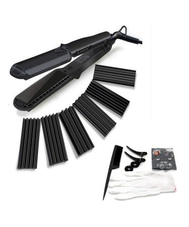 4 in 1 Curling Iron Accellorize Hair Curler Crimper Straightener with Flat Iron Small Medium Large Waver 4 kinds of Interchangeable Ceramic Plates and Heat Protective Glove