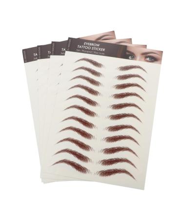 DRESSOOS 4 Sheets Waterproof Eyebrow Stickers Fake Eyebrow Stickers 4d Transfer Stickers Cosmetic 6d Make up 21x14.8cm Brown