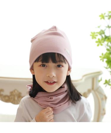 Baby Children's Cotton Hat Scarf Set - Beanie Hat & Tube Scarf Combo for Boys and Girls - Pink S (0-6 Months) - Buy Online on GoSupps.com