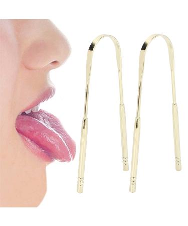 2Pcs Stainless Steel U Shape Tongue Scrape - Oral Hygiene Tongue Cleaner for Adults and Kids (Gold) - Buy Online on GoSupps.com