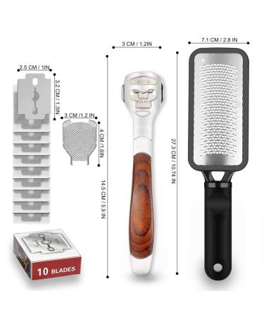 Foot Scraper Pedicure Tool Kit - Dead Skin Remover for Feet, Callus Shaver with 10 Blades - Foot File Grater for Smooth Heels - Buy Online on GoSupps.com