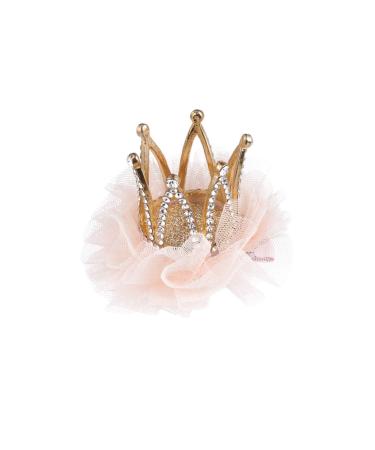 Minkissy Crown Hair Pin Rhinestone Crown Hair Clip with Flower Princess Glitter Hair Barrette Party Favor Hair Accessories for Girls(Flesh Pink)