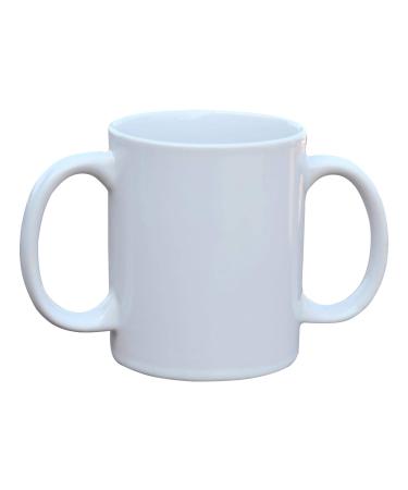 ANCIENT IMPEX Ceramic Dual Handle Mug for Secure Hold | BPA-FREE Double Handled Ceramic Mugs to Aid Tremors and Secure hold | 11.83 US Fl. Oz. (350 Ml) - White Color