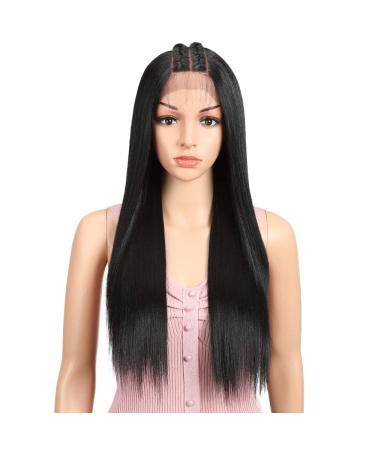 Joedir 13x4x4 Lace Front Wig - Long Straight Black Wig with Baby Hair Synthetic High-Temperature Resistant 180% Density - 76 CM - Buy Online on GoSupps.com