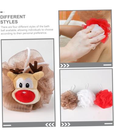 FOMIYES 4pcs Christmas Loofah Sponge Set | Santa Claus Back Scrubber & Skin Exfoliating Bath Flowers - Perfect for Holiday Gifts - Buy Online on GoSupps.com