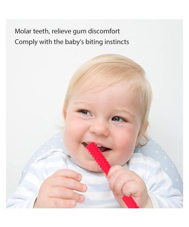 Hollow Teething Tube for Babies - Soft Silicone Chew Toy with Cleaning Brush (Red) - Buy Online on GoSupps.com