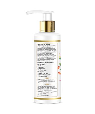 Mom & World Baby Massage Oil - 100% Pure Organic Sweet Almond Oil Cold Pressed Hypoallergenic 200ml - Buy Online on GoSupps.com