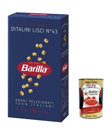 Italian Gourmet E.R. Pack of 5 Barilla Ditalini Lisci pasta no. 43 500g + Italian gourmet polpa 400g