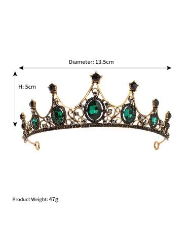 Green Baroque Queen Crown - Vintage Bride Tiara for Women | Fineder Princess Hair Accessory for Prom - Buy Online on GoSupps.com