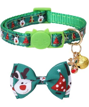Lamphyface Christmas Cat Collar Breakaway with Bow Tie and Bell - Adjustable Safety Red+Green - Buy Online on GoSupps.com