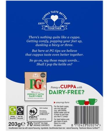 PG Tips Decaf 70 Tea Bags 203g - Buy Online on GoSupps.com
