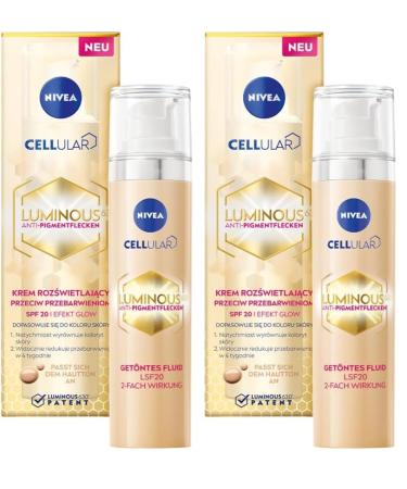 NIVEA Cellular Luminous 630 Liquide anti-pigmentaire SPF20 (40 ml) soin du visage contre les taches pigmentaires et les taches de vieillesse fluide hydratant avec hyaluron (Lot de 2)
