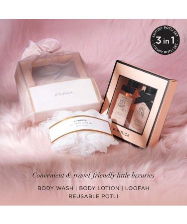 Ki.mirica "Nothing But Love Duo" Potli gift set | Fragnance of Gardenia and Night Blooming Jasmine | Perfect Valentines gift set | Contains Shower gel Body Lotion Loofah and Resuable Potli - Buy Online on GoSupps.com