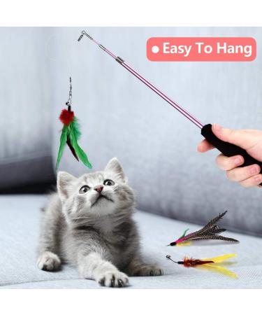 Bojafa Cat Toys for Indoor Cats Adult: Interactive Kitten Feather Wand Toys 15 Pcs Cat Teaser Toys - Buy Online on GoSupps.com