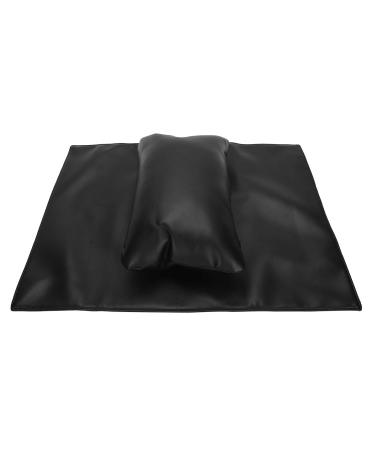Hand pillow manicure handrail pillow with matte removable nail art pillow for hand and foot soft PU leather nail care pad for beauty salon waterproof arm holder (black)