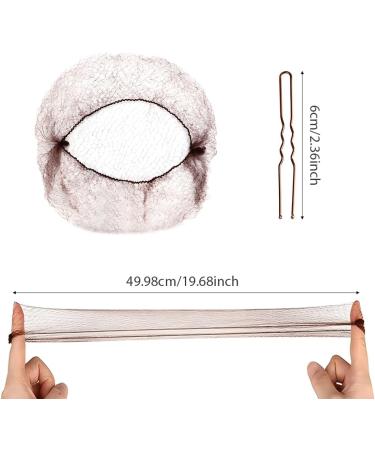 20pcs Hair Nets for Buns Invisible Hair Bun Net 50cm Elastic Hair Bands with Elastic Edge Mesh 40 Pieces U Shaped Pins Ballet Hair Net for Girls Dancers Women(brown) - Buy Online on GoSupps.com