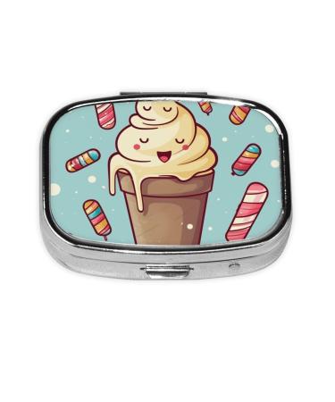 Ice Cream Printed Square Pill Box Portable Travelling Pill Box Medicine Organiser
