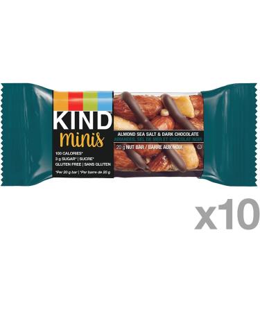 KIND Bars Dark Chocolate Nuts & Sea Salt Gluten Free Low Sugar 40 Grams 12 Count & Minis Almond Sea Salt & Dark Chocolate Gluten Free 100 Calories Low Sugar 20 grams 10 Count - Buy Online on GoSupps.com