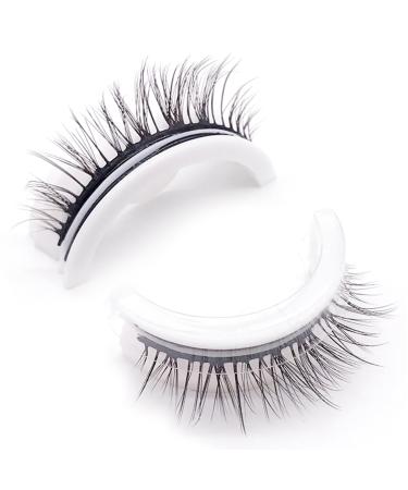 Fake Eyelashes 1 Pair Reusable Self-adhesive False Eyelashes Makeup Eyelashes with Crystal Case Realistic Lashes for Beginners Women Natural Fake Eyelashes
