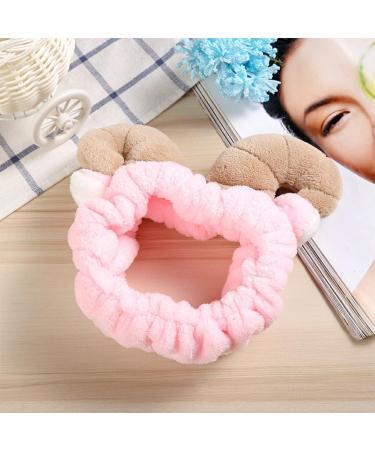 Ailan Spa Headband Soft And Elastic And Stretchy Cute Bow Animal Ears Hairbands Flannel Up Headband Pink - Buy Online on GoSupps.com