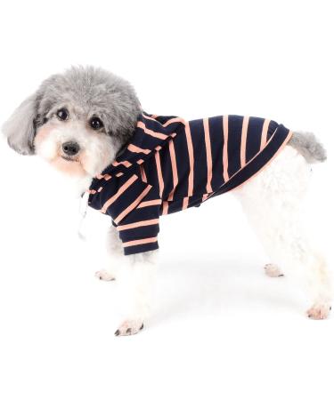 Zweitea Dog Hoodie Shirts for Small & Medium Dogs | Striped Hooded Jacket | Soft Puppy Sweatshirt & T-Shirt - Navy Blue - Buy Online on GoSupps.com