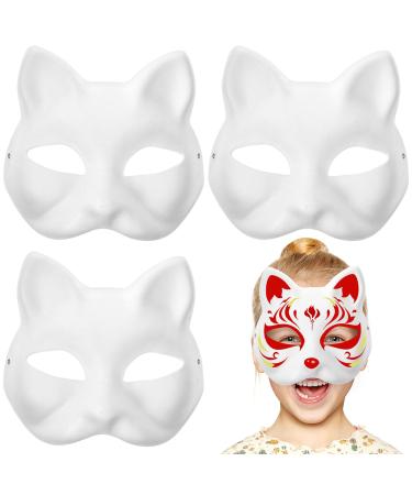 Stobok cat mask: 3 pieces of mask masks to make yourself Unsemption Masks Halloween-Katzen masks empty masks unfinished white cat masks for party props