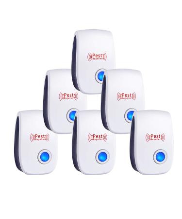 WahooArt Ultrasonic Pest Repeller 6 Packs the Newest Pest Repellent Electronic Indoor Plug in for Insects Mosquitoes Mice Ants Roaches Spiders Bugs Flies Cockroach pest control Non-Toxic