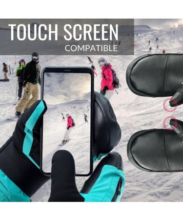 Devembr Waterproof Ski Mittens with Wrist Guards | Warm Snowboard Mittens in Teal (S/M/L) - Shop Now! - Buy Online on GoSupps.com