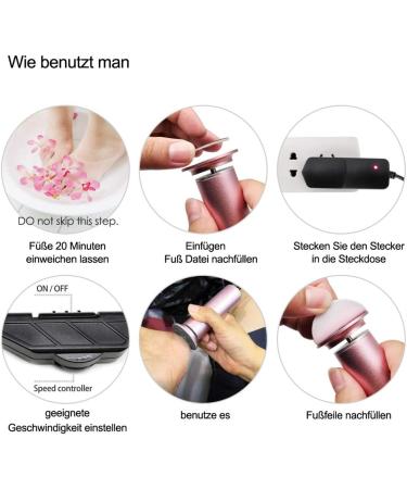 Electric Cornal Remover - Adjustable Speed Professional Pedicure Tool with Interchangeable Heads & 60 Replacement Grinding Pillows (Pink) | International Shipping Available - Buy Online on GoSupps.com