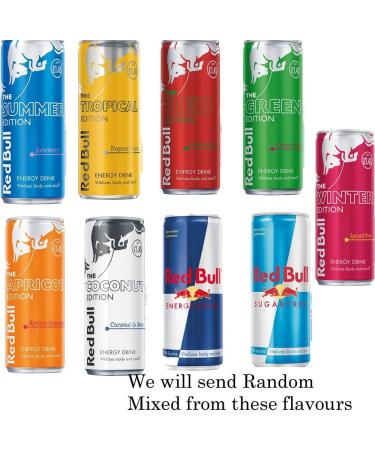 Random Mixed Red-Bull Drink 250ml - Energy Drink Apricot Edition Tropical Edition Coconut Edition Red Edition (Watermelon) Summer Edition Energy Drink Sugar Free etc (Random 12 Mixed Cans) Watermelon Random 12 Mixed Cans - Buy Online on GoSupps.com