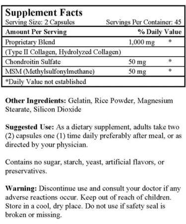 Co-Cell Type II Collagen Supplement | Hydrolyzed Chicken Cartilage with Chondroitin & MSM | Advanced Formula for Joint Care & Skin Support | 90 Capsules - Buy Online on GoSupps.com