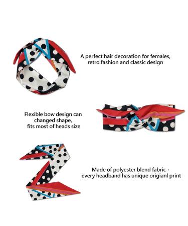 Alwaysgirls Women Headband Twist Bow Wired Headwrap - Retro Polka Dot Multicolored Hair Accessory for Women & Girls - Buy Online on GoSupps.com