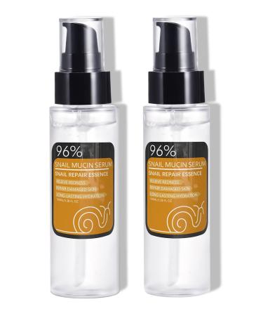 Snail Mucin Serum Advanced Snail Mucin 96% Power Repairing Essence 2Pcs 3.38 FL.OZ Hydrating Serum for Face with Snail Secretion Filtrate for Dull and Damaged Skin Serum/2pcs