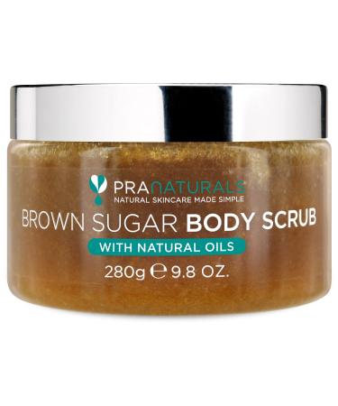 PraNaturals Brown Sugar Body Scrub - Natural Exfoliating Body Scrub - Gently Removes Dead Dry Skin Cells - 280g