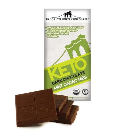 Brooklyn Born KETO Chocolate Bars Mint Cacao Nibs Dark Chocolate- 12 Pack