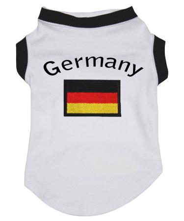 Petitebelle Germany & Flag Puppy Dog Shirt (White/Black Trim Large) White/Black Trim L